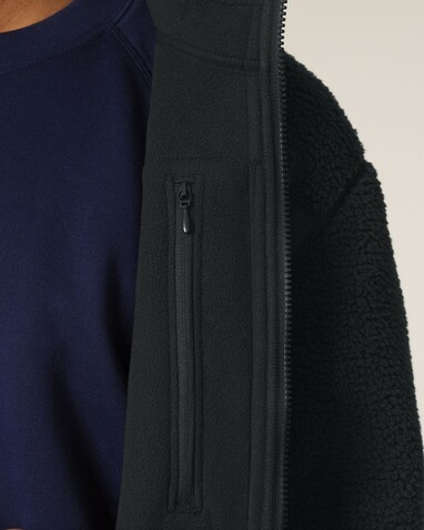 Brooker - Die Relaxed Unisex-Sherpajacke - Black - L bedrucken, Art.-Nr. STJU248C0021L