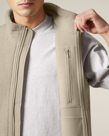 Liner - Unisex-ärmellose Sherpa-Jacke - Desert Dust - 3XL bedrucken, Art.-Nr. STJU249C0283X