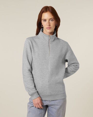 Trucker 2.0 - Das Unisex-Sweatshirt mit kurzem Reißverschluss - Heather Grey - M bedrucken, Art.-Nr. STSU204C2501M Trucker 2.0 - Das Unisex-Sweatshirt mit kurzem Reißverschluss - Heather Grey - M bedrucken, Art.-Nr. STSU204C2501M