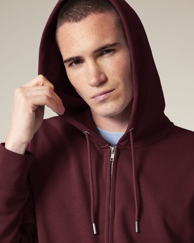 Connector 2.0 - Iconic Mid-Light Unisex-Medium-Fit-Zip-Thru-Hoodie-Sweatshirt - Burgundy - 3XL bedrucken, Art.-Nr. STSU207C2443X