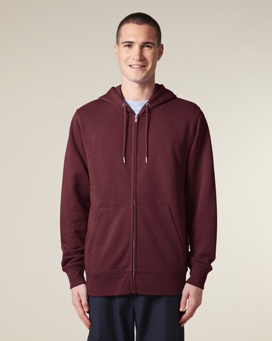 Connector 2.0 - Iconic Mid-Light Unisex-Medium-Fit-Zip-Thru-Hoodie-Sweatshirt - Burgundy - 3XL bedrucken, Art.-Nr. STSU207C2443X