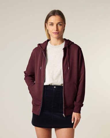 Connector 2.0 - Der Unisex-Zip-Hoodie aus French Terry - Burgundy - XS bedrucken, Art.-Nr. STSU207C244XS