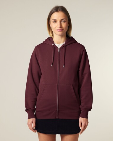 Connector 2.0 - Iconic Mid-Light Unisex-Medium-Fit-Zip-Thru-Hoodie-Sweatshirt - Burgundy - 3XL bedrucken, Art.-Nr. STSU207C2443X