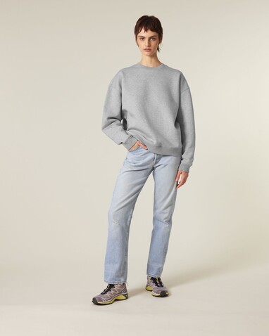 Radder 2.0 - Das Oversized Rundhals-Unisex-Sweatshirt - Heather Grey - XL bedrucken, Art.-Nr. STSU208C2501X