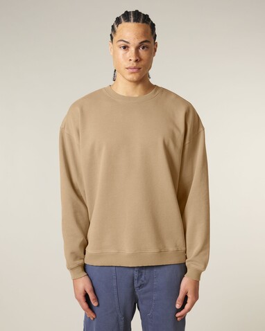Radder 2.0 Vintage - Oversize Garment-Dyed-Crewneck-Sweatshirt - G. Dyed Latte - 3XL bedrucken, Art.-Nr. STSU210C7333X