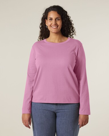 Stella Muser Long Sleeve - Das Iconic Langarm-Damen-T-Shirt - Bubble Pink - XS bedrucken, Art.-Nr. STTW219C129XS