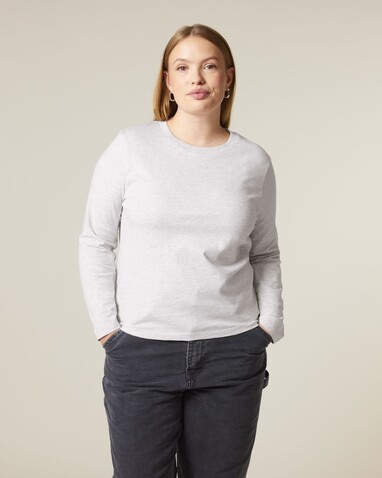 Stella Muser Long Sleeve - Das Iconic Langarm-Damen-T-Shirt - Cool Heather Grey - L bedrucken, Art.-Nr. STTW219C1461L