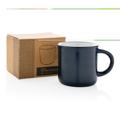 Vintage Keramiktasse, 280ml navy blau bedrucken, Art.-Nr. P434.035