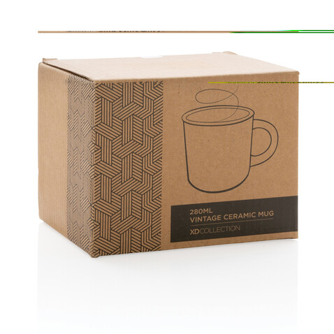 Vintage Keramiktasse, 280ml weiß, weiß bedrucken, Art.-Nr. P434.033