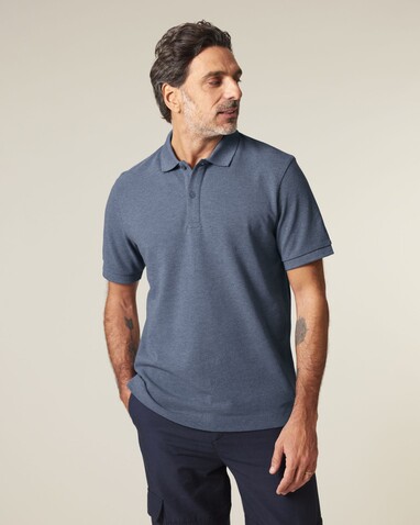 Prepster 2.0 - Das Unisex-Polo - Dark Heather Blue - M bedrucken, Art.-Nr. STPU222C6521M