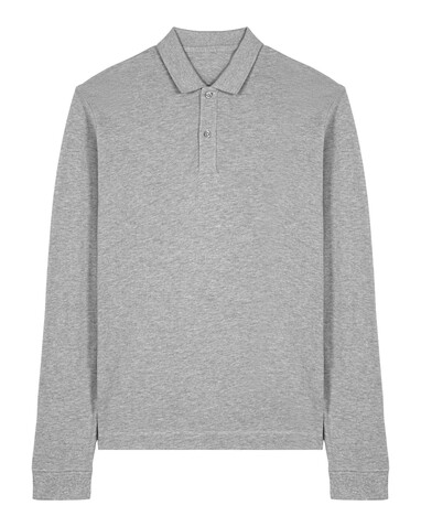 Prepster 2.0 Long Sleeve - Das Langarm-Unisex-Polo - Heather Grey - M bedrucken, Art.-Nr. STPU223C2501M