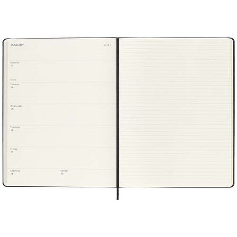 Moleskine Hardcover 12 Monate Wochenkalender XL, schwarz bedrucken, Art.-Nr. 10795090