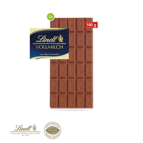 Premium Schokolade von Lindt, 100 g auf GRASPAPIER bedrucken, Art.-Nr. 91270-Graspapier