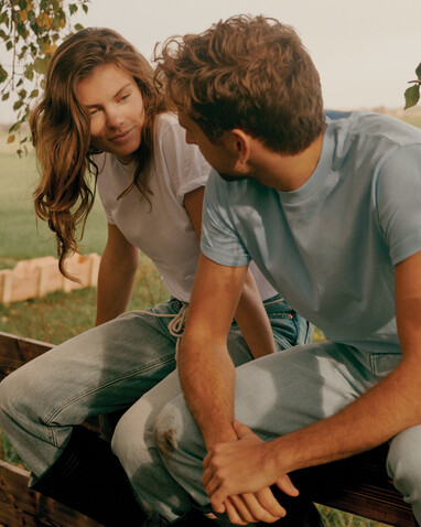 Iqoniq Sierra Lightweight T-Shirt aus recycelter Baumwolle sky blue bedrucken, Art.-Nr. T9104.022.S