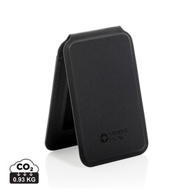 Magstand magnetische Handytasche mit Ständer aus RCS rec. PU schwarz bedrucken, Art.-Nr. P301.7501