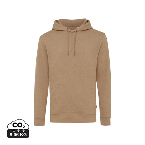 Iqoniq Torres ungefärbter Hoodie aus recycelter Baumwolle heather brown bedrucken, Art.-Nr. T9401.017.XXS