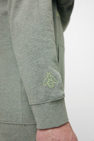 Iqoniq Torres ungefärbter Hoodie aus recycelter Baumwolle heather green bedrucken, Art.-Nr. T9401.015.XXS