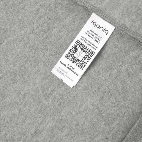 Iqoniq Torres ungefärbter Hoodie aus recycelter Baumwolle heather grey bedrucken, Art.-Nr. T9401.013.XL