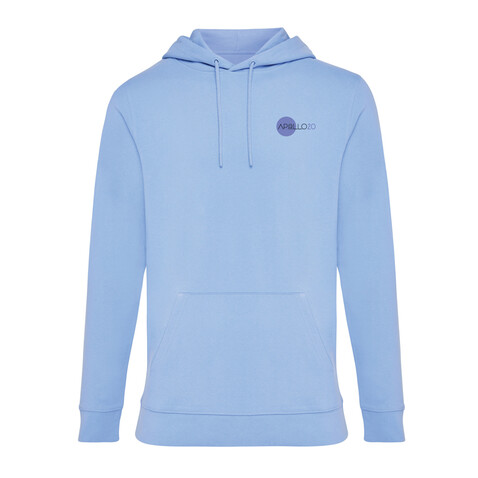 Iqoniq Jasper Hoodie aus recycelter Baumwolle sky blue bedrucken, Art.-Nr. T9400.022.M