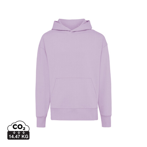 Iqoniq Yoho Relax-Hoodie aus recycelter Baumwolle lavender bedrucken, Art.-Nr. T9402.011.XXS