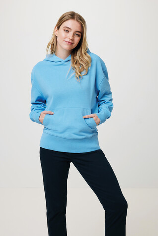 Iqoniq Yoho Relax-Hoodie aus recycelter Baumwolle tranquil blue bedrucken, Art.-Nr. T9402.010.S