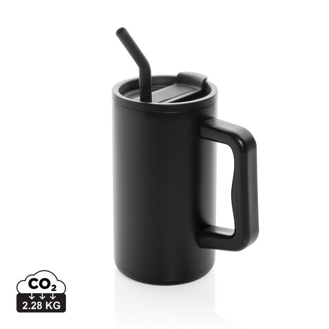 Cube Becher aus RCS recyceltem Stahl 800ml schwarz bedrucken, Art.-Nr. P437.3101