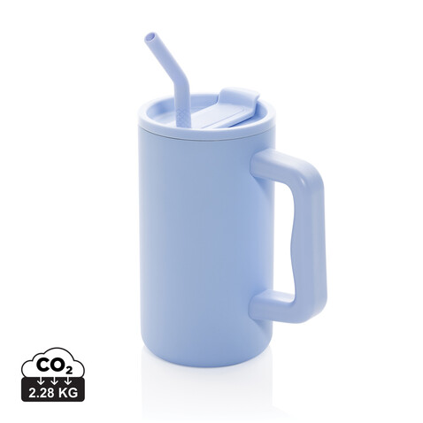 Cube Becher aus RCS recyceltem Stahl 800ml hellblau bedrucken, Art.-Nr. P437.3105