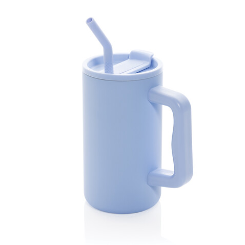 Cube Becher aus RCS recyceltem Stahl 800ml hellblau bedrucken, Art.-Nr. P437.3105