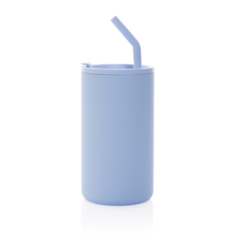 Cube Becher aus RCS recyceltem Stahl 800ml hellblau bedrucken, Art.-Nr. P437.3105