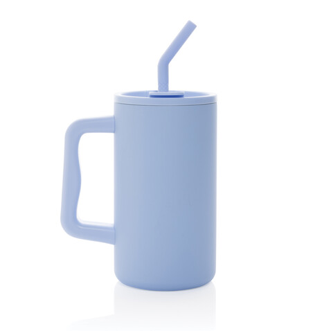 Cube Becher aus RCS recyceltem Stahl 800ml hellblau bedrucken, Art.-Nr. P437.3105