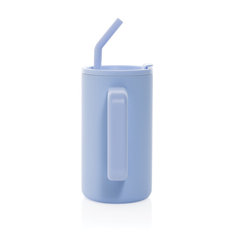 Cube Becher aus RCS recyceltem Stahl 800ml hellblau bedrucken, Art.-Nr. P437.3105