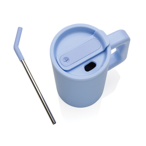 Cube Becher aus RCS recyceltem Stahl 800ml hellblau bedrucken, Art.-Nr. P437.3105