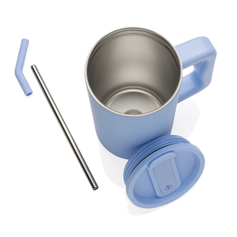 Cube Becher aus RCS recyceltem Stahl 800ml hellblau bedrucken, Art.-Nr. P437.3105