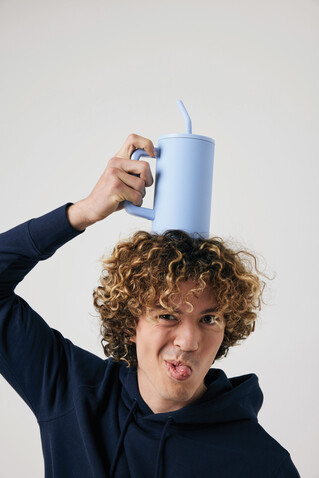 Cube Becher aus RCS recyceltem Stahl 800ml hellblau bedrucken, Art.-Nr. P437.3105