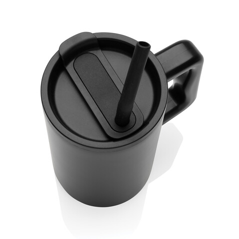 Cube Becher aus RCS recyceltem Stahl 800ml schwarz bedrucken, Art.-Nr. P437.3101