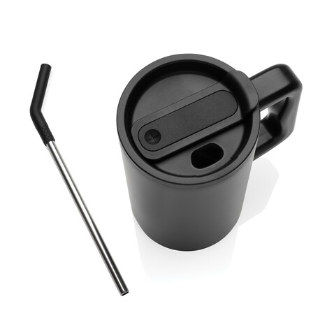 Cube Becher aus RCS recyceltem Stahl 800ml schwarz bedrucken, Art.-Nr. P437.3101