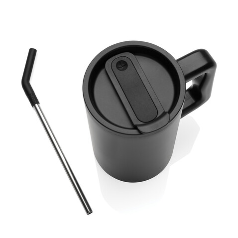 Cube Becher aus RCS recyceltem Stahl 800ml schwarz bedrucken, Art.-Nr. P437.3101