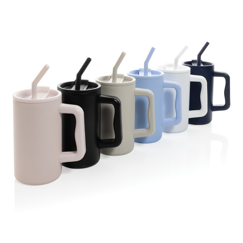Cube Becher aus RCS recyceltem Stahl 800ml schwarz bedrucken, Art.-Nr. P437.3101