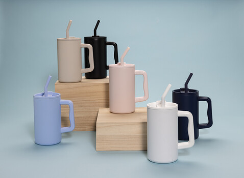 Cube Becher aus RCS recyceltem Stahl 800ml schwarz bedrucken, Art.-Nr. P437.3101