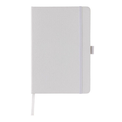Sam A5 Notizbuch aus RCS zertifiziertem Lederfaserstoff weiß bedrucken, Art.-Nr. P774.603