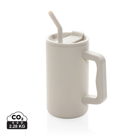 Cube Becher aus RCS recyceltem Stahl 800ml beige bedrucken, Art.-Nr. P437.3119