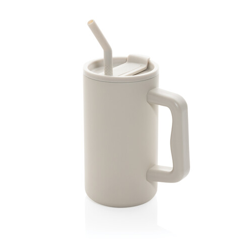 Cube Becher aus RCS recyceltem Stahl 800ml beige bedrucken, Art.-Nr. P437.3119