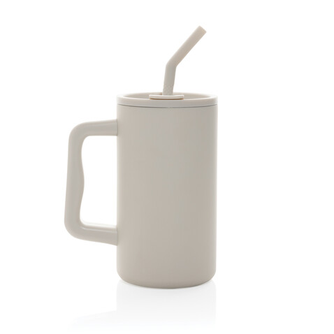 Cube Becher aus RCS recyceltem Stahl 800ml beige bedrucken, Art.-Nr. P437.3119