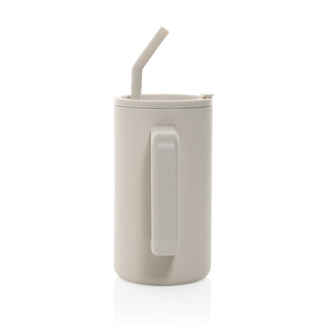 Cube Becher aus RCS recyceltem Stahl 800ml beige bedrucken, Art.-Nr. P437.3119