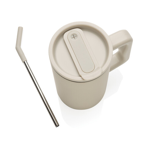 Cube Becher aus RCS recyceltem Stahl 800ml beige bedrucken, Art.-Nr. P437.3119