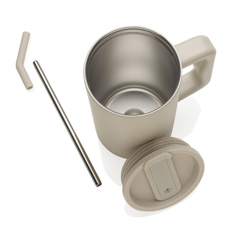 Cube Becher aus RCS recyceltem Stahl 800ml beige bedrucken, Art.-Nr. P437.3119