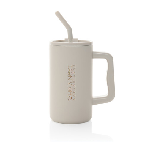 Cube Becher aus RCS recyceltem Stahl 800ml beige bedrucken, Art.-Nr. P437.3119