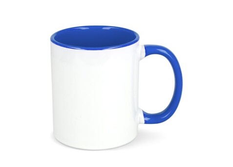 Oslo Sublimationsbecher farbig innen &amp; Griff 300ml - Weiss / Blau bedrucken, Art.-Nr. LT51164-N0111