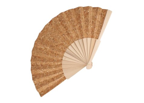 Fächer aus Holz mit Korkgewebe - Natur bedrucken, Art.-Nr. LT90521-N0094