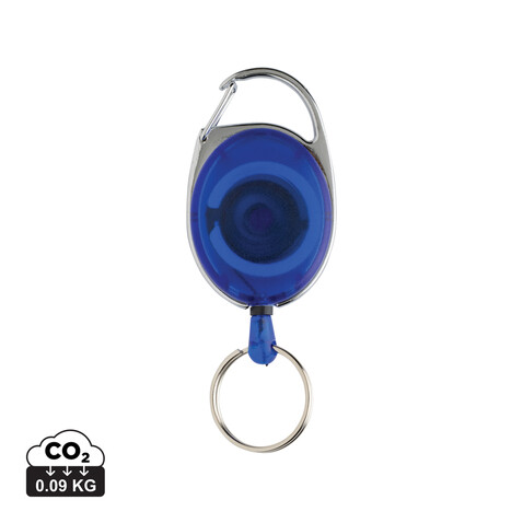 Roller-Clip-Schlüsselanhänger aus RCS recyceltem ABS blau bedrucken, Art.-Nr. P191.6505